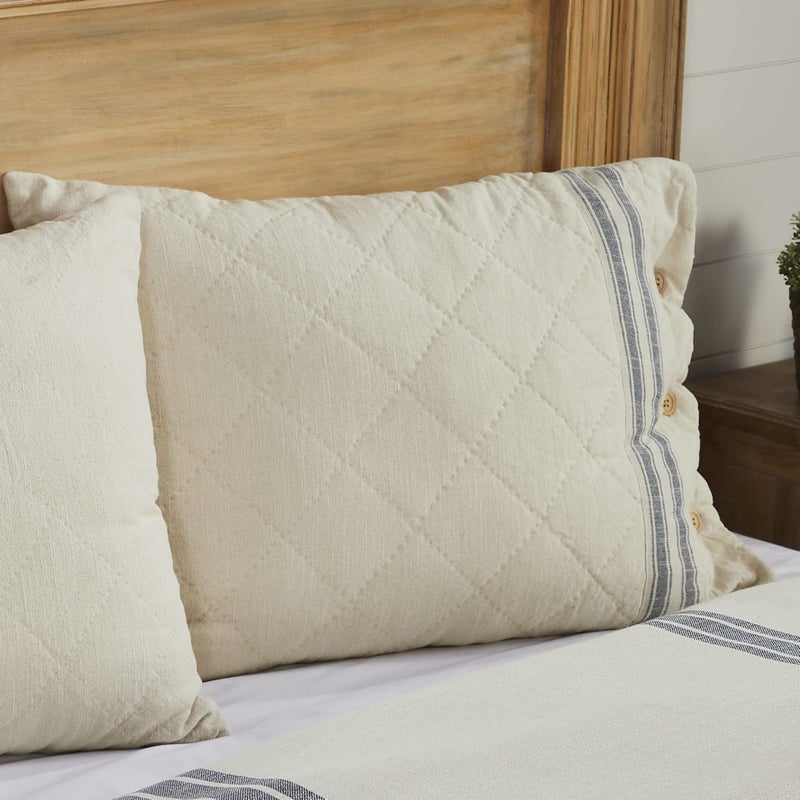 Piper Classics Market Place Blue Ticking Stripe Standard Size Pillow Sham - Image 1